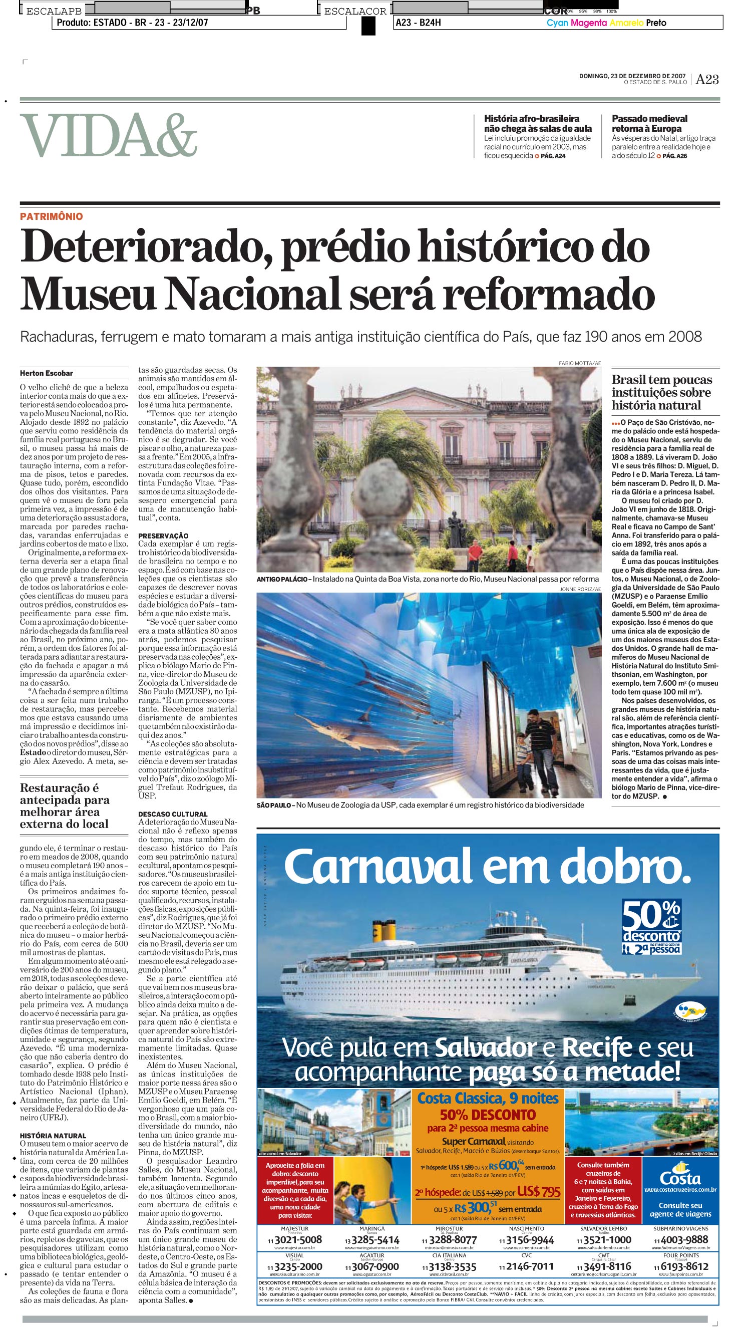 Deteriorado, prédio histórico do Museu Nacional será reformado