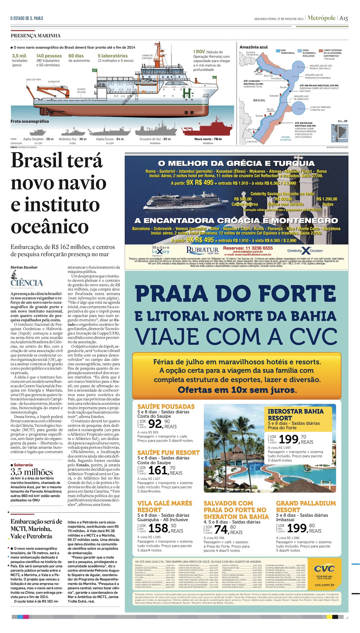 Brasil terá novo navio e instituto oceanográficos