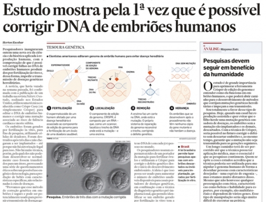Estudo mostra pela primeira vez que é possível corrigir DNA de embriões humanos