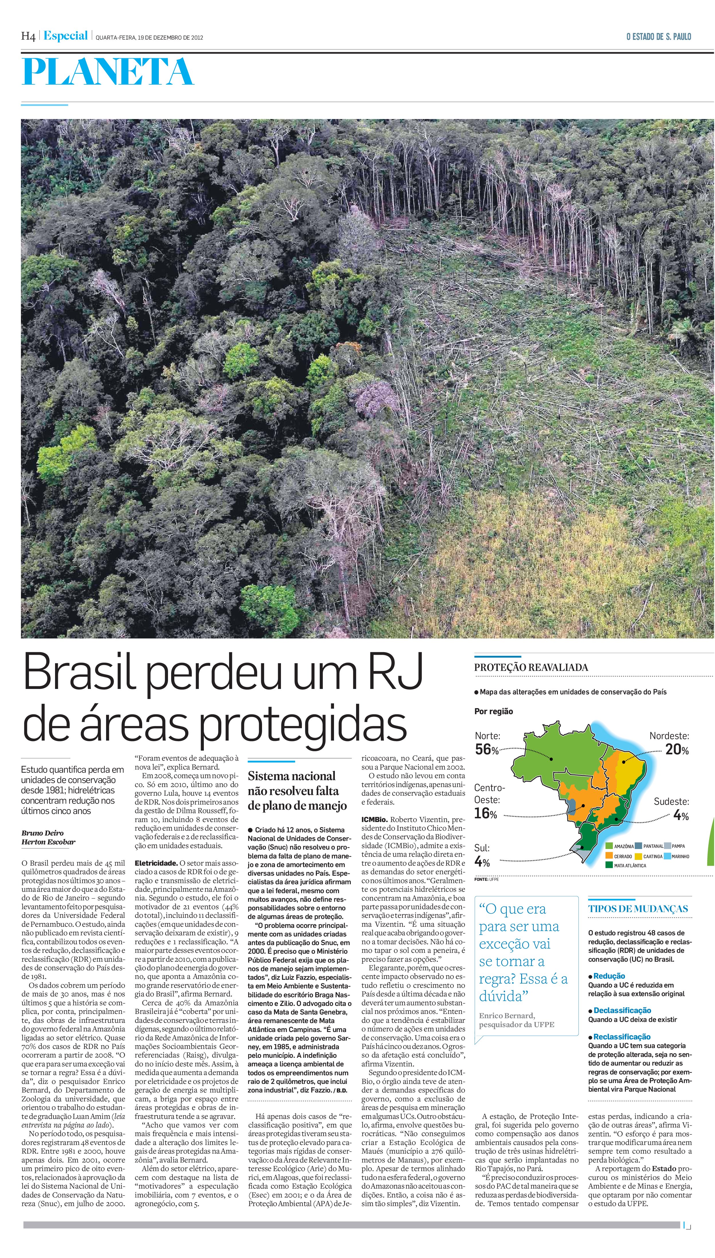 Brasil perdeu um RJ de áreas protegidas